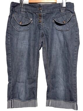 HUGO BOSS Denim Capri Jeans Y2K Utility Pocket Cuffed Crop